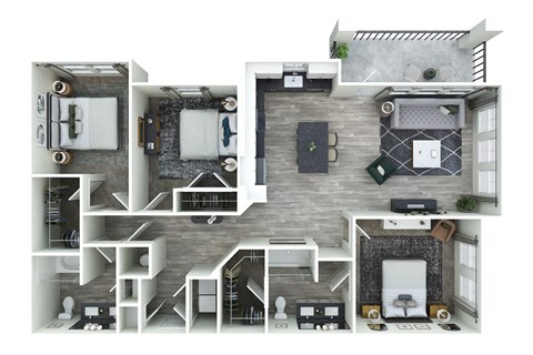 a floor plan of a two bedroom apartment with two bathrooms and a balcony  at Livano Nations, Tennessee